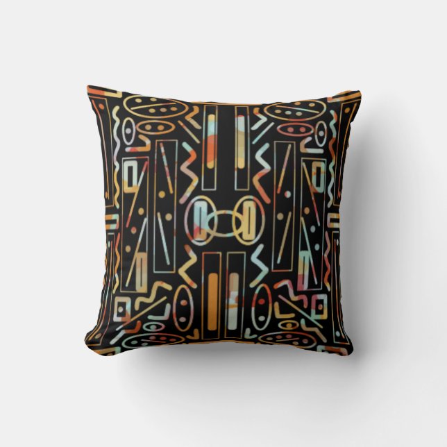 Southwestern Scratch Art Pattern  Throw Pillow (Front)