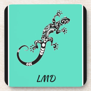 Southwestern Sea Green and Black Gecko Beverage Coaster