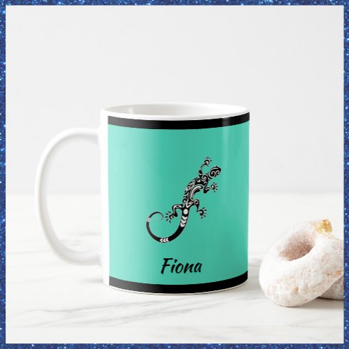 Southwestern Sea Green and Black Gecko Coffee Mug