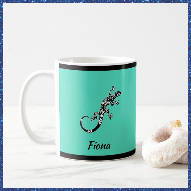 Southwestern Sea Green and Black Gecko Coffee Mug (Creator Uploaded)