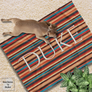 Southwestern Serape Stripe Pet Name Fleece Blanket