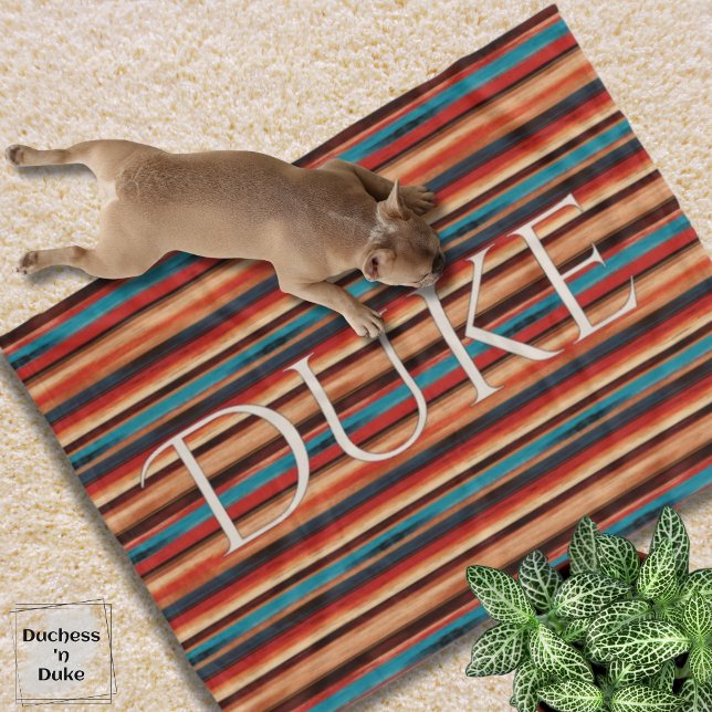Southwestern Serape Stripe Pet Name Fleece Blanket (Southwestern Serape Stripe Pet Name Fleece Blanket)