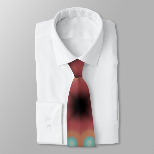 Southwestern Southwest Desert Rainbow Art Design Neck Tie (Tied)