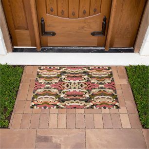 Southwestern Squiggly Wiggly Earth Tone Abstract Doormat