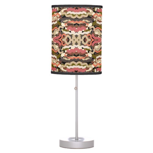 Southwestern Squiggly Wiggly Earth Tone Abstract  Table Lamp