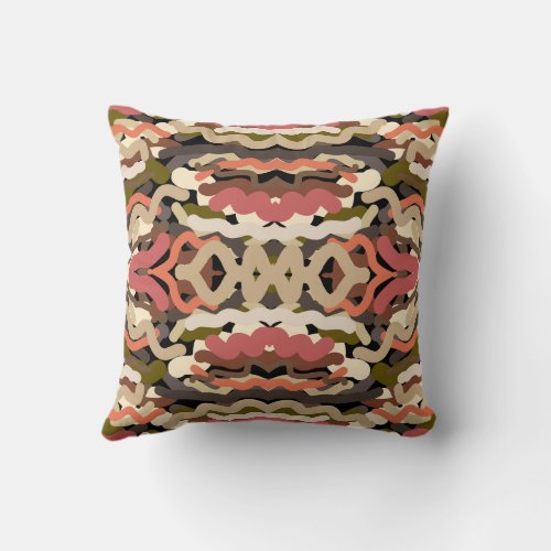 Southwestern Squiggly Wiggly Earth Tone Abstract Throw Pillow