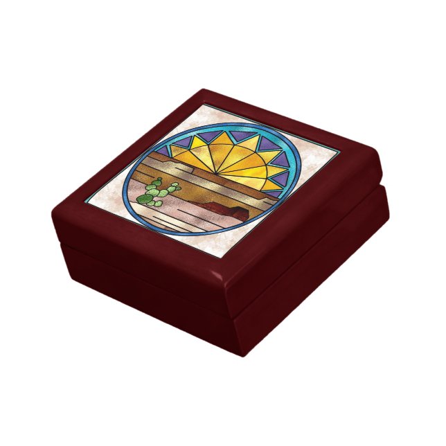 Southwestern stained glass pattern keepsake box (Side)