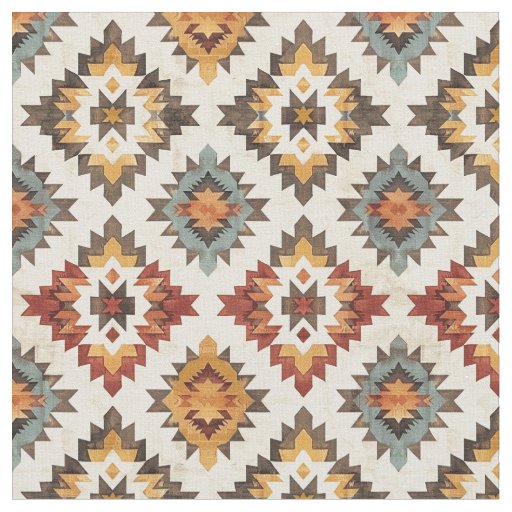 Southwestern Starburst Pattern-Rustic Tribal Fabric