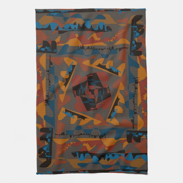 Southwestern Style Abstract Pattern Jagged Design Kitchen Towel (Vertical)