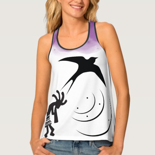 Southwestern Style Birds Symbols Kokopelli Tank Top