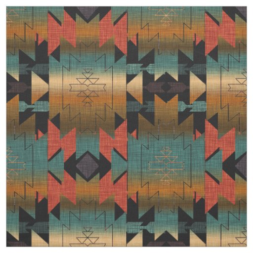 Southwestern Style | Black, Gold, Aqua Ombre Fabric