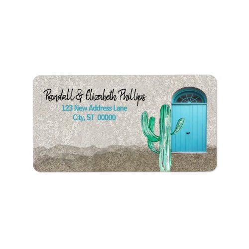 Southwestern Style Blue Doors Saguaro Cactus Label