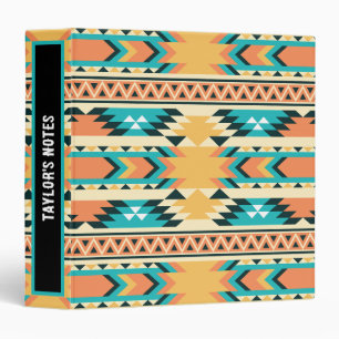 Southwestern Style Boho Pattern 3 Ring Binder