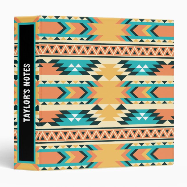Southwestern Style Boho Pattern 3 Ring Binder (Front/Spine)