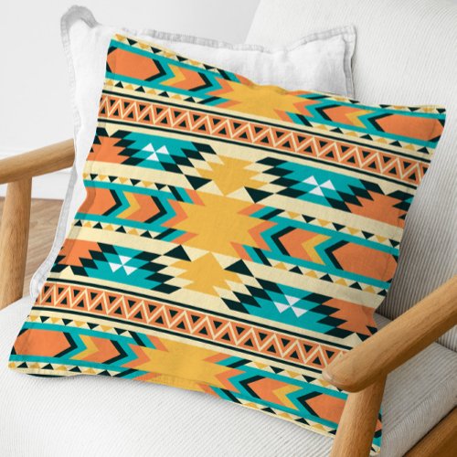 Southwestern Style Boho Pattern Throw Pillow