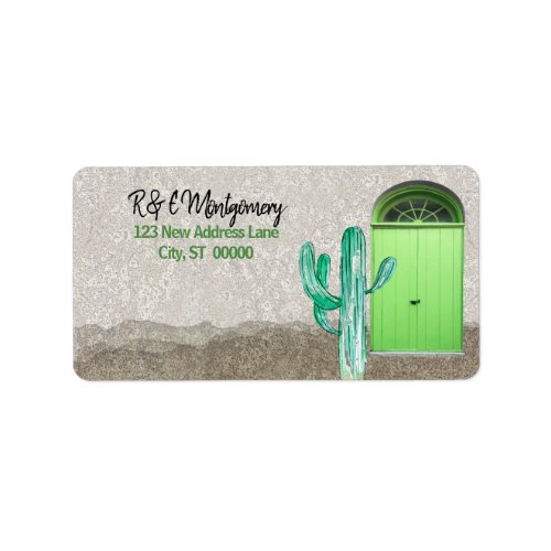 Southwestern Style Green Doors Saguaro Cactus Label