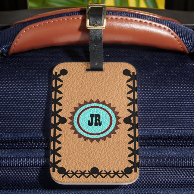 Southwestern Style Leather Look Luggage Tag (Front Insitu 2)