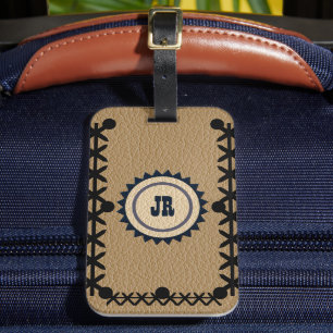 Southwestern Style Leather Look Luggage Tag
