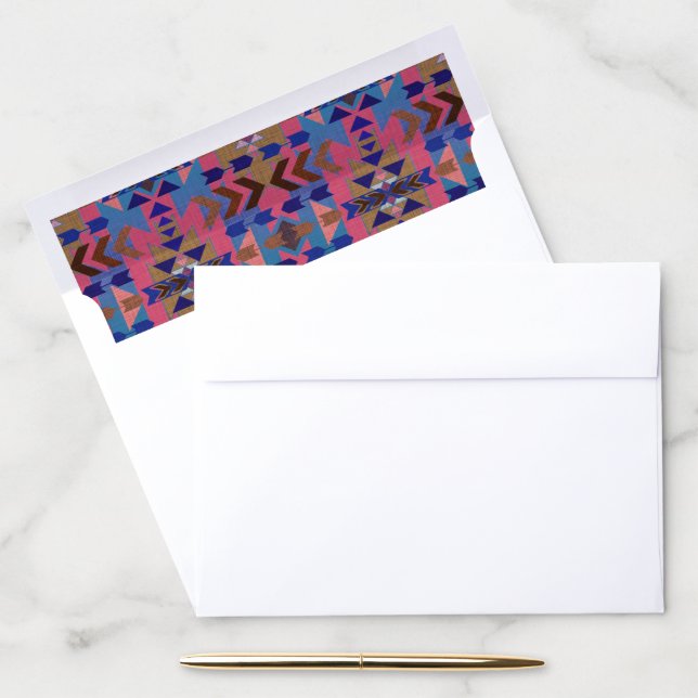 Southwestern Style Pink and Blue Envelope Liner (Desk)