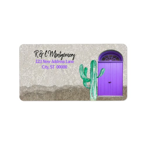 Southwestern Style Purple Doors Saguaro Cactus Label