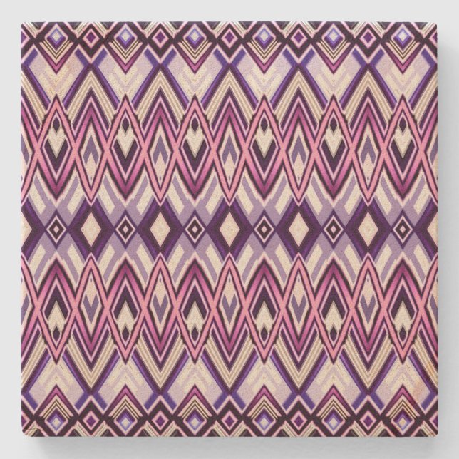 Southwestern Style Purple White Black Stone Coaster (Front)