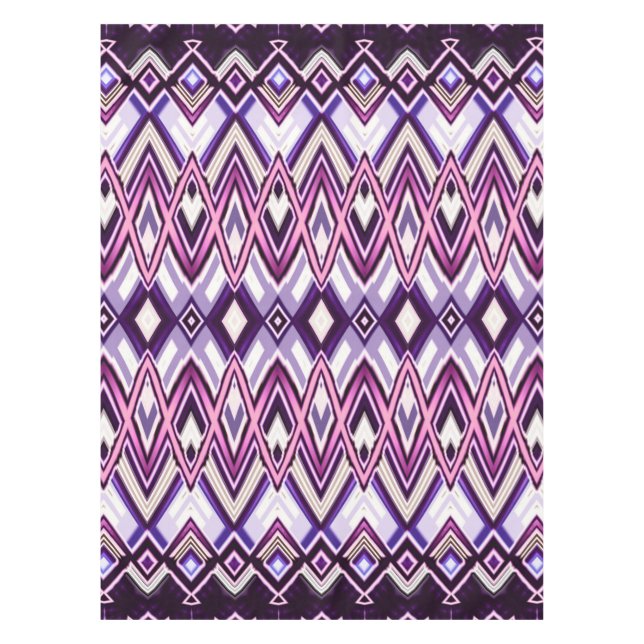 Southwestern Style Purple White Black Tablecloth (Front)