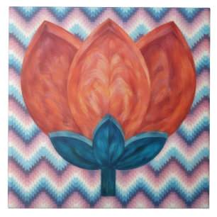 Southwestern Style Tulip Flower Decorative Tile