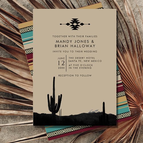 Southwestern Summer Desert Cactus Wedding Invitation