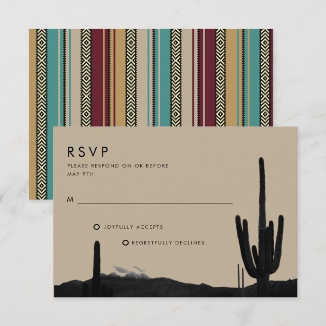 Southwestern Summer Desert Cactus Wedding RSVP Card (Front/Back)