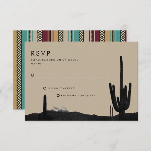 Southwestern Summer Desert Cactus Wedding RSVP Card