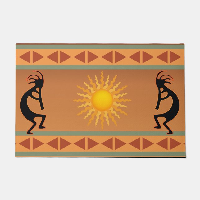 Southwestern Sun Kokopelli Doormat (Front)