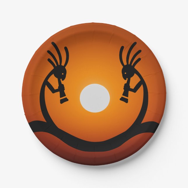 Southwestern Sun Kokopelli  Paper Plates (Front)