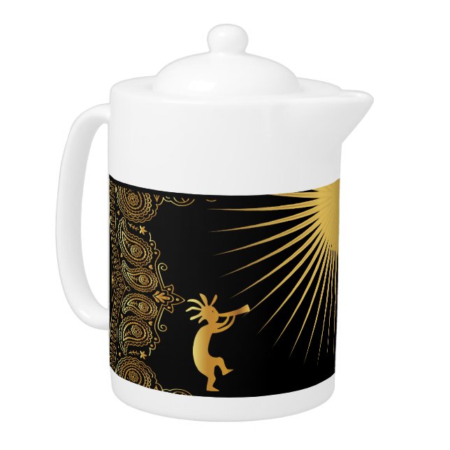 Southwestern Sun Kokopelli  Teapot (Left)