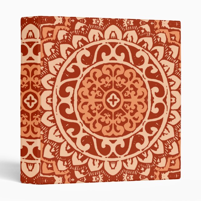 Southwestern Sun Mandala Batik, Coral Orange Binder (Front/Spine)
