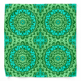 Southwestern Sun Mandala Batik, Lime Green Bandana