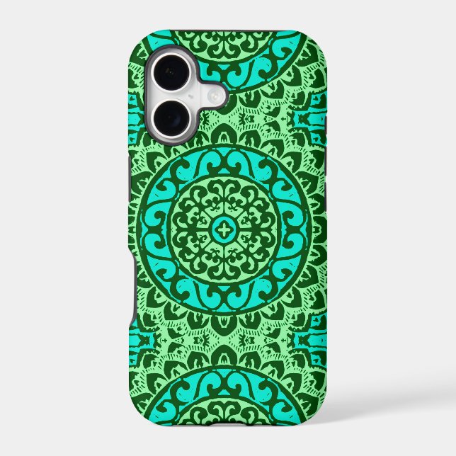 Southwestern Sun Mandala Batik, Lime Green Case-Mate iPhone Case (Back)
