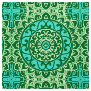 Southwestern Sun Mandala Batik, Lime Green Fabric