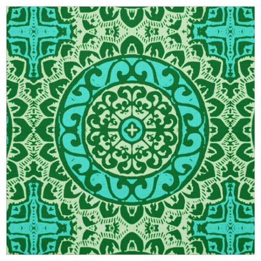 Southwestern Sun Mandala Batik, Lime Green Fabric