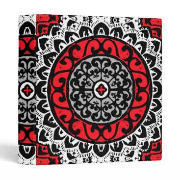 Southwestern Sun Mandala Batik, Red, Black & White Binder Southwestern Sun Mandala Batik, Red, Black & White Binder
