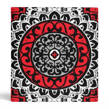 Southwestern Sun Mandala Batik, Red, Black & White Binder Southwestern Sun Mandala Batik, Red, Black & White Binder