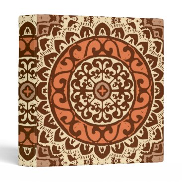Southwestern Sun Mandala Batik, Rust & Brown 3 Ring Binder Southwestern Sun Mandala Batik, Rust & Brown 3 Ring Binder