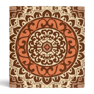 Southwestern Sun Mandala Batik, Rust & Brown 3 Ring Binder Southwestern Sun Mandala Batik, Rust & Brown 3 Ring Binder