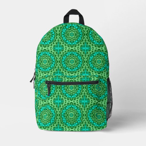 Southwestern Sun Mandala Green and Turquoise  Printed Backpack