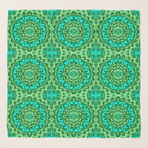 Southwestern Sun Mandala, Green and Turquoise Scarf