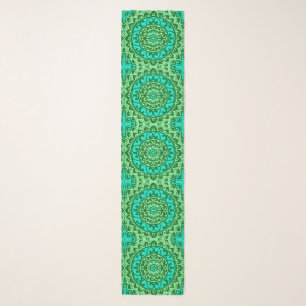 Southwestern Sun Mandala, Green and Turquoise Scarf