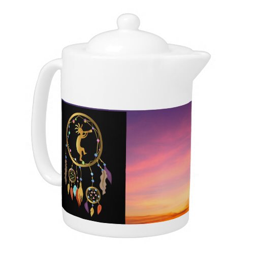 Southwestern Sunset Kokopelli Dreamcatcher Teapot