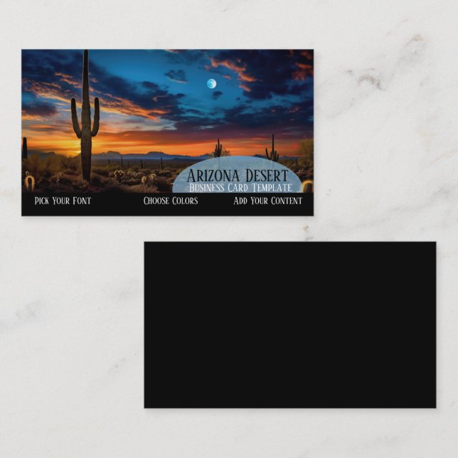 Southwestern Sunset Moon Desert Business Card (Front/Back)