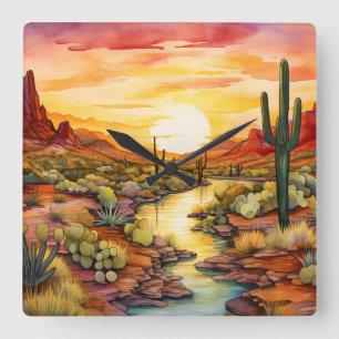 Southwestern Sunset Wall Clock