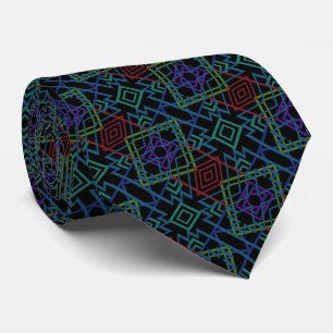 Southwestern Symmetrical Tiled Pattern Line Art Neck Tie