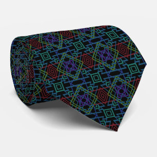 Southwestern Symmetrical Tiled Pattern Line Art Neck Tie
